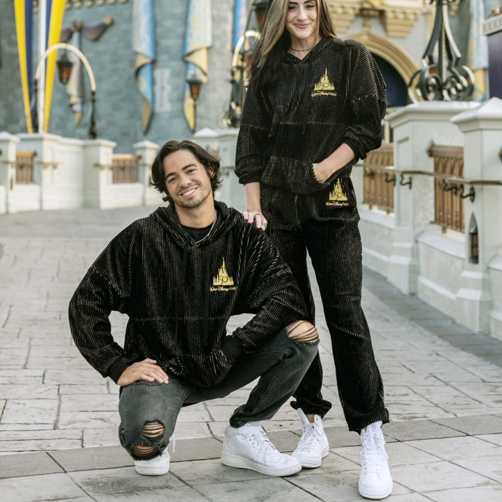 Disney 50th Luxe Spirit Jersey Pants Black and Gold